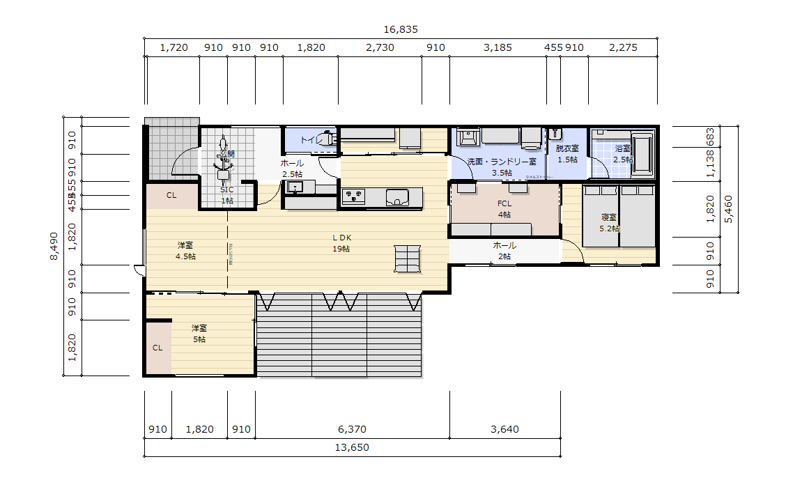 打合せから生まれた間取り　　平屋/27.92坪3LDK+FCL+ランドリーpage-visual 打合せから生まれた間取り　　平屋/27.92坪3LDK+FCL+ランドリービジュアル